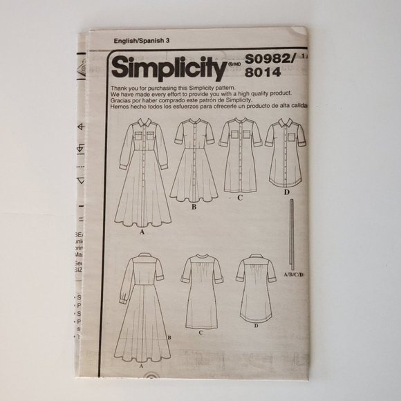 Simplicity Misses Miss Shirt Dress Sewing Pattern - Picture 7 of 10